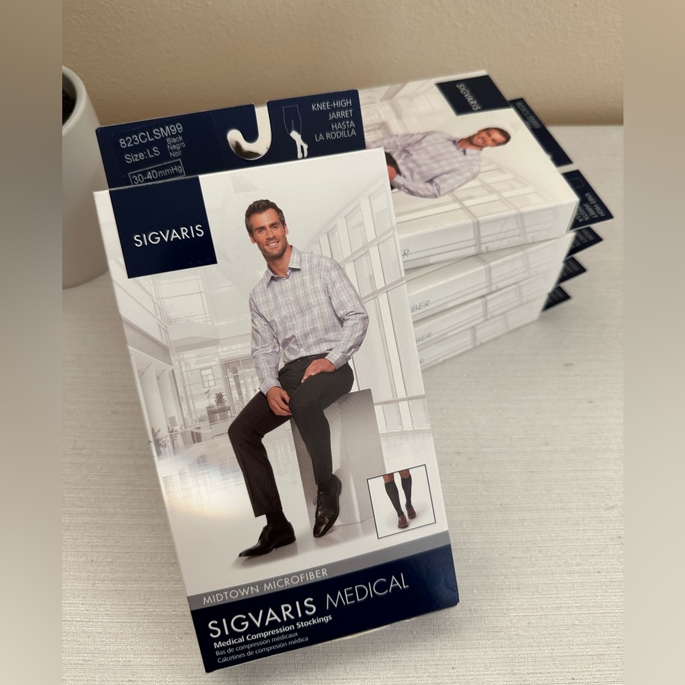New Sigvaris Medical Midtown Black Microfiber 30-40mm Knee-high Socks Size LS